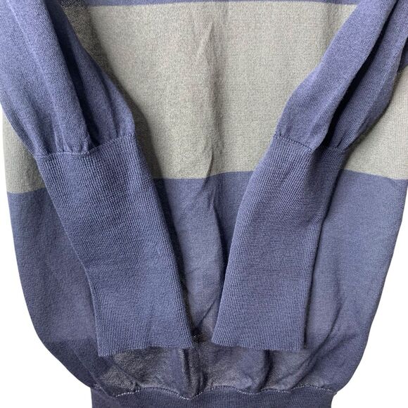 Brunello Cucinelli Striped Tunic Cardigan Sweater Women's XL Pockets Gray & Navy - Picture 10 of 15